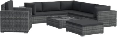 vidaXL Loungeset met Kussens 8-delig Tuinset Tuin Meubelset Lounge Tuinmeubelset Set Meubel Tuinmeubel Sets Meubelsets Poly Rattan Grijs Loungeset met Kussens 8-delig Tuinset Tuin Meubelset Lounge Tuinmeubelset Set Meubel Tuinmeubel Sets Meubelsets Poly Rattan Grijsharig